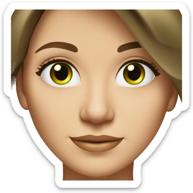 beautiful middle age caucasian woman with mid-length brown hair and bright green eyes sticker