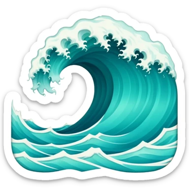 Create a highly polished, 3D game UI–style illustration of a  SEA WAVE sticker