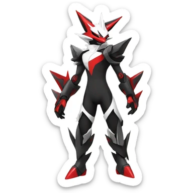  Cool Edgy Futuristic Black White Red Zangoose-Digimon-Medabot sticker