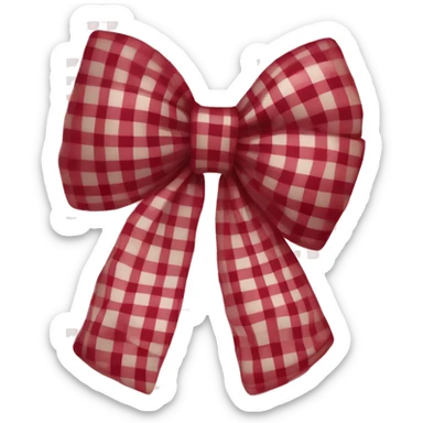 Dark red gingham bow sticker