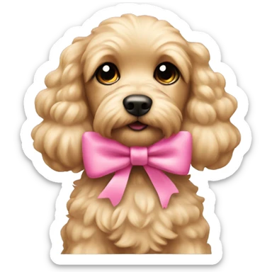Cute blonde cockapoo with a pink bow sticker