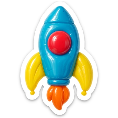 a rocket ship balloon style sticker