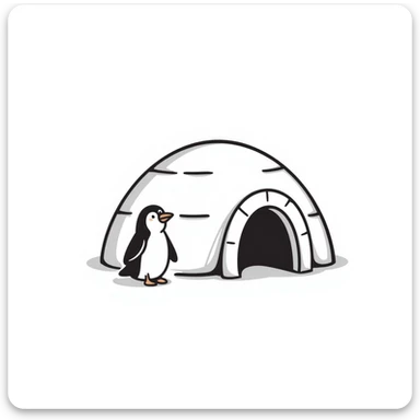 hand drawn sketchy lines black and white igloo sticker