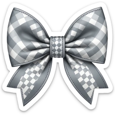 Gray and white checkered bow sticker