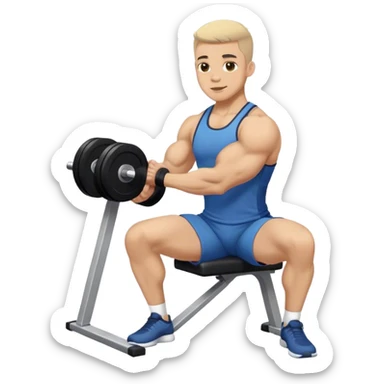 man seated weighted wrist curl sticker