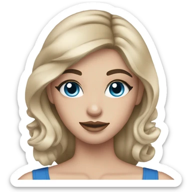 Brunett white girl with blue eyes and makeup kit sticker