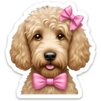 Labradoodle with a pink bow sticker