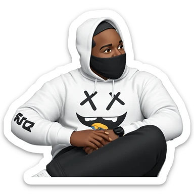 sitting boy in hoodie chair sticker