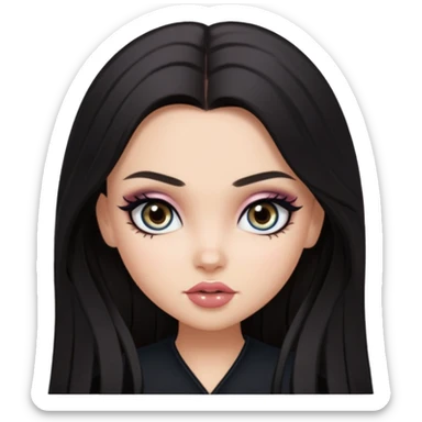dark long hair, pretty eyes, pretty makeup, pretty bratz baddie sticker