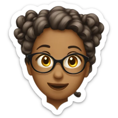 Zany face women studying sticker