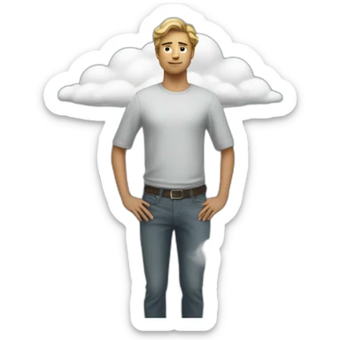 person with his hands on his hips riding a cloud (behind angle) sticker