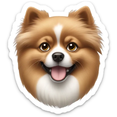 Black, white and brown bald Pomeranian dog sticker