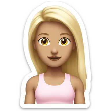 Blonde white fitness girl in light pink clothes sticker