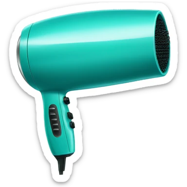 Realistic isolated teal hair dryer sticker