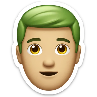 A guy with a green shirt with the text “brat” on it sticker