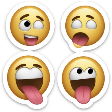 A playful face with wide, round eyes and a small nose. The mouth is open with the tongue sticking out straight, conveying a lighthearted, teasing expression. The overall look is fun and mischievous. sticker