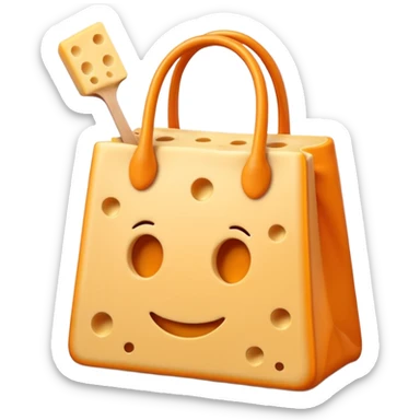 Emoji minimalista de una bolsa naranja de Cheese Tris estilo caricatura, con algunos palitos de queso visibles y líneas simples tipo emoji sticker