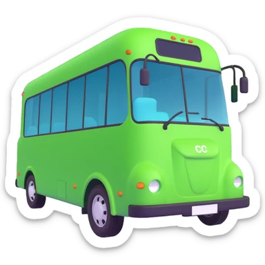 modern bright green coach with smooth curves side view cheerful clean design sticker