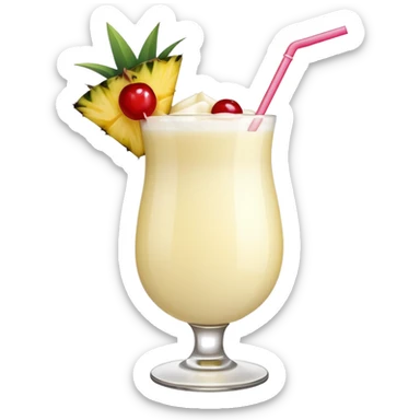 Pina colada cocktail with pineapple and cherry garnishes  sticker
