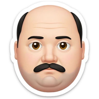 Fat white man, short black hair, shaved beard sticker