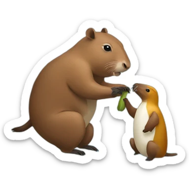 Capibara fights with pelican sticker