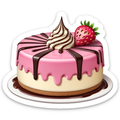 Pink Strawberry Cheesecake With Chocolate Syrup  sticker