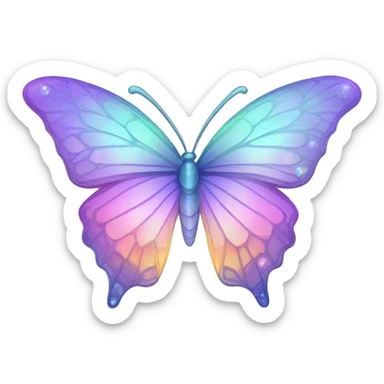 Pastel rainbow-gradient iridescent crystal butterfly sticker