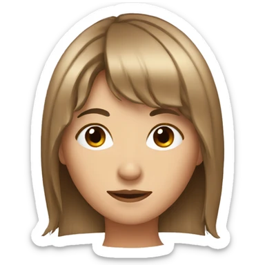 Embarrassed woman with fringe and long brown hair  sticker