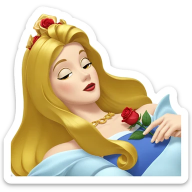 blonde princess with red rose sticker