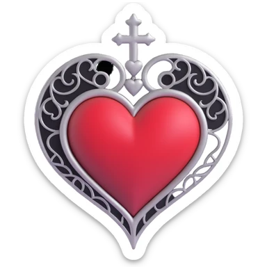 gothic heart with black and silver accents sticker