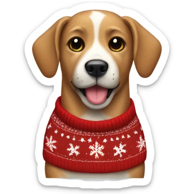 Dog with a ugly Christmas sweater on sticker