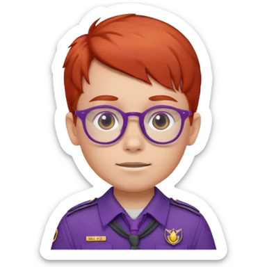 red haired scout kid with purple uniform and glassess sticker