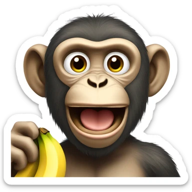 monkey esting banana enjoying it sticker