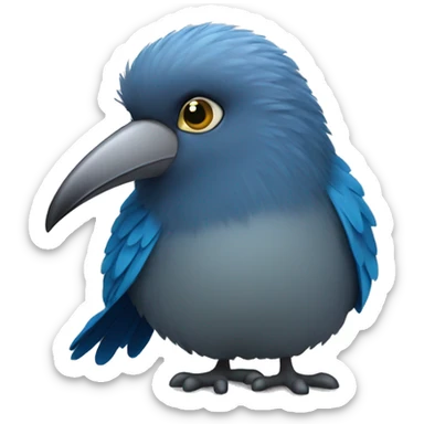 blue kiwi bird with grey beak wearing a black jacket sticker