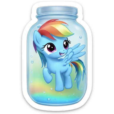 Rainbow dash in jar with with water sticker