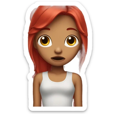Cherry red hair girl crying sticker