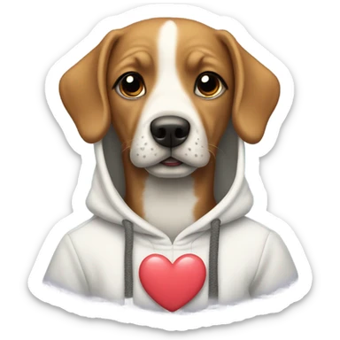 My favourite dog in nice hoodie with heart on his head sticker