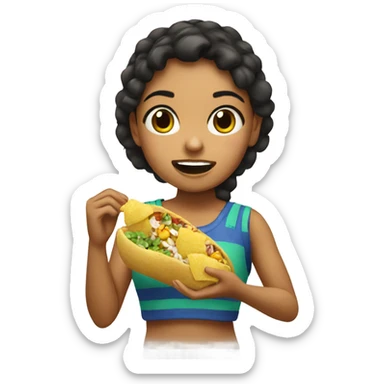 Mexico girl eating tocos sticker