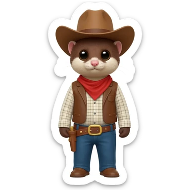 Mink with cowboy outfit sticker