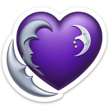 dark purple heart with moon inside it￼ sticker