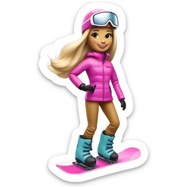 Barbie snowboarding sticker
