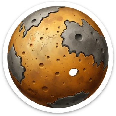 planet Mercury emoji, round, grayish-brown, covered in pitted marks and rough patches, cratered surface sticker