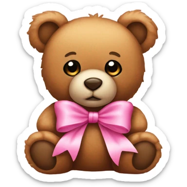 teddy bear with pink bow sticker