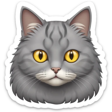 Grey cat yellow eyes sticker