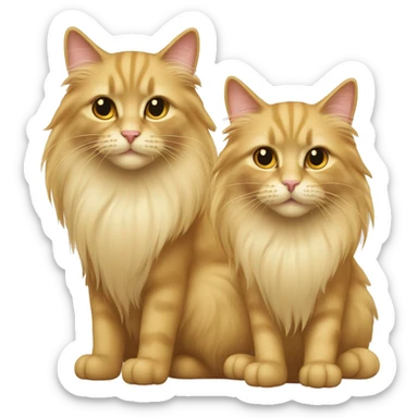 Two longhair cats, one is golden, one is creamy sticker