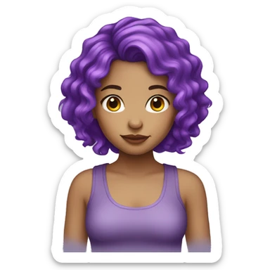 Light skin girl with purple hair  sticker