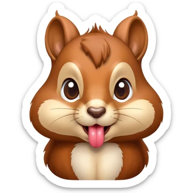 squirrel sticking their tongue out sticker