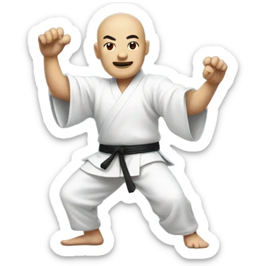 Kung Fu master stands with legs closed, Chinese greeting sticker