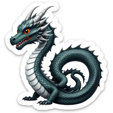 Black and white dragon emoji text sticker