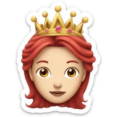 princess crown on red long hair sticker